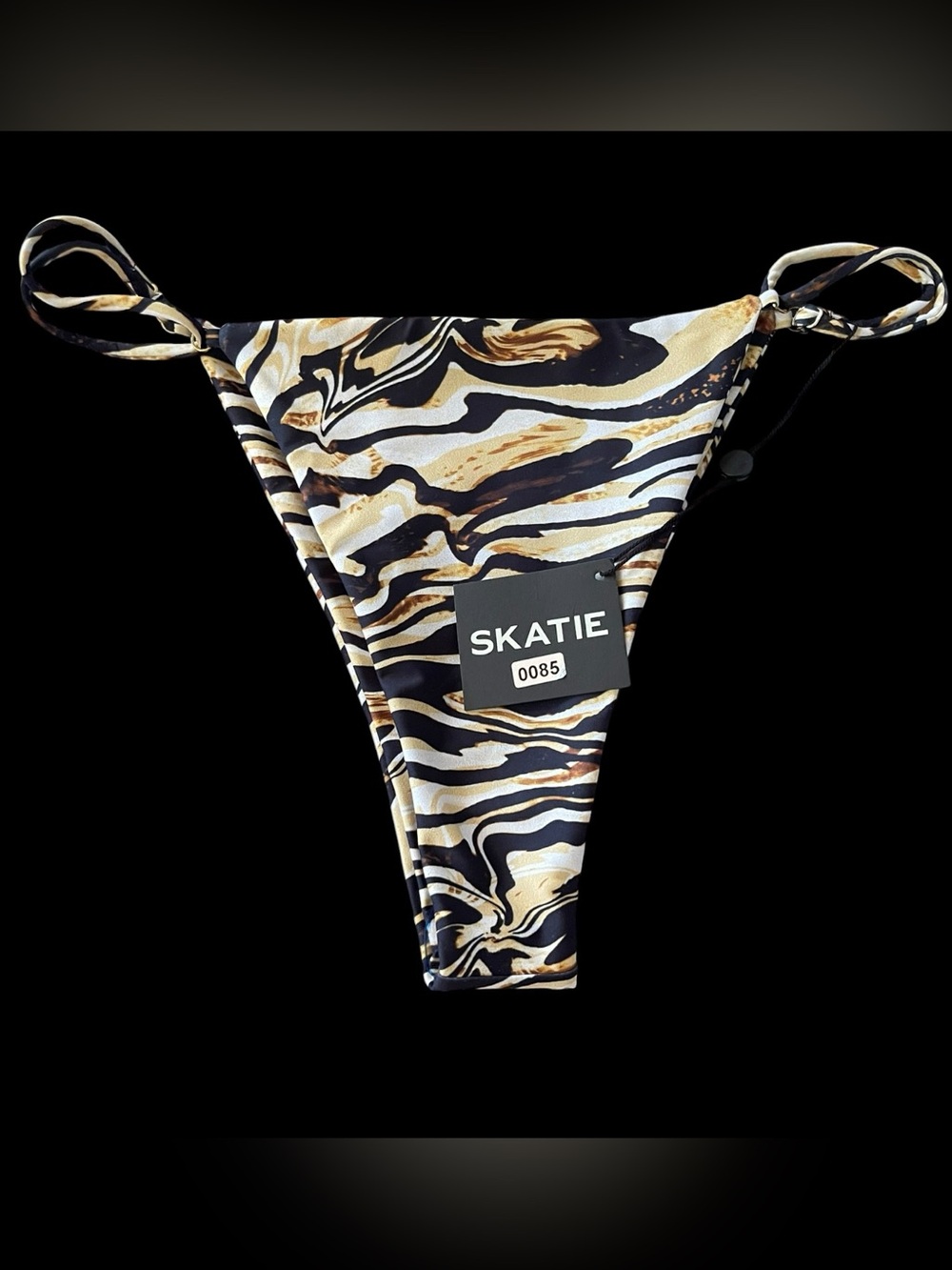 SKATIE Harli Marble Zebra Thong Bikini Bottom NWT XL $80 Retail